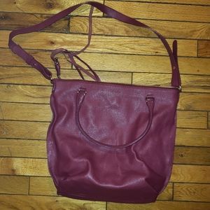 Oversized burgundy large tote bag